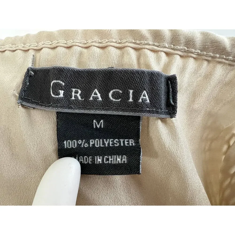GRACIA Blush Neutral Beige Honeycomb Mesh Fit & Flare Mini Dress M Medium